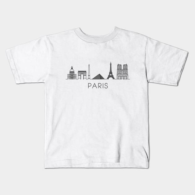 Paris Skyline Kids T-Shirt by Printadorable